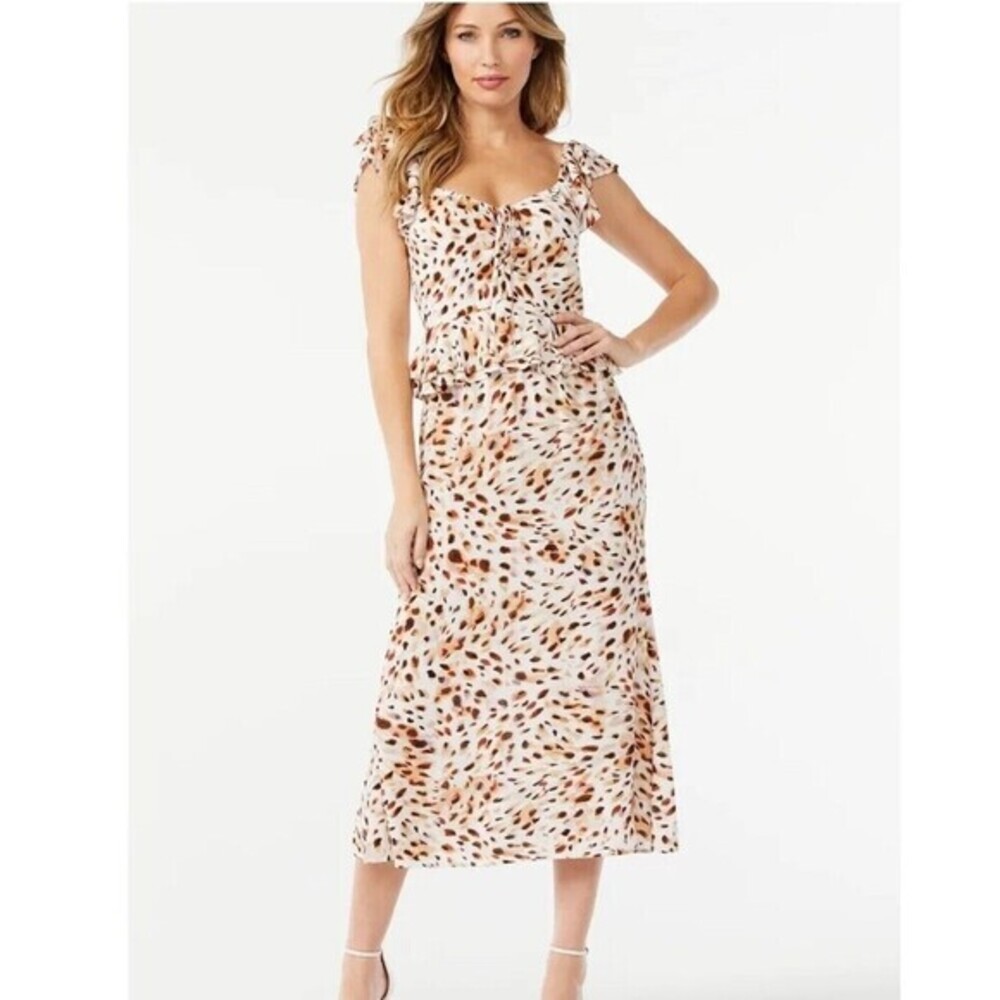 Sofia Jeans by Sofia Vergara Ruffle Sweetheart Long Midi Dress Womens Size Small